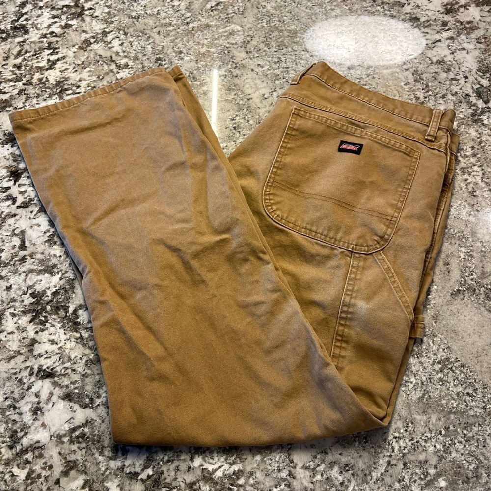 Dickies Mens‎ Brown Duck Canvas Carpenter Pants 38x32 Workwear EU202RBD